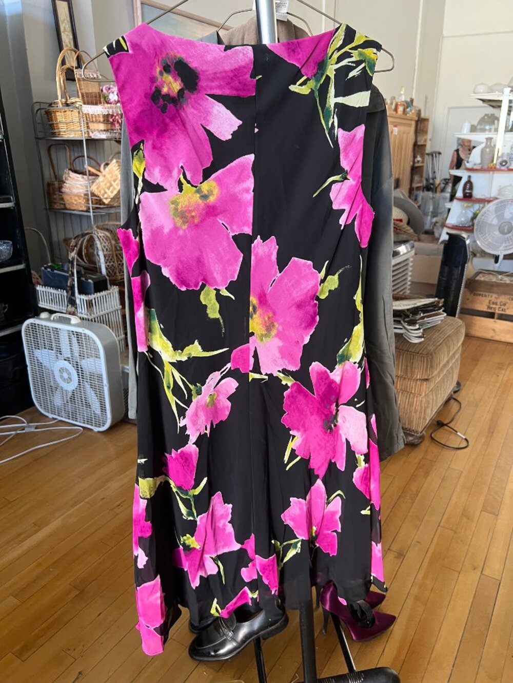 American Living Black & Pink Floral Sleeveless Shift Dress - Picture 3 of 4